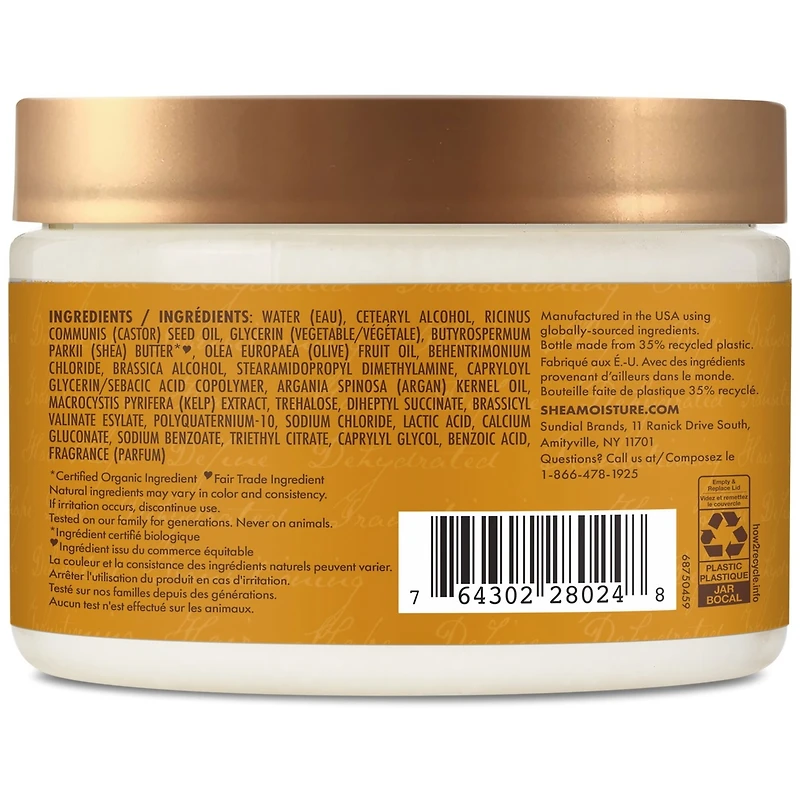Masque Hydratant en Profondeur répare les signes visibles de dommages SheaMoisture  Beurre de Karité Brut revitalisant en profondeur sans parabènes 326 g