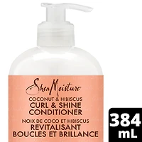 SheaMoisture Noix de Coco et Hibiscus Shampooing Boucles et Brillance pour cheveux épais et bouclés avec protéine de soie et huile de margousier sans sulfates 384 ml