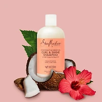 SheaMoisture Noix de Coco et Hibiscus Shampooing Boucles et Brillance pour cheveux épais et bouclés avec protéine de soie et huile de margousier sans sulfates 384 ml