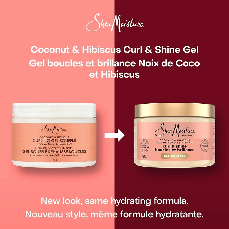 Curling Gel Soufflé Leave-in Conditioner for thick, curly hair Coconut & Hibiscus moisturizes and defines curls 340 g