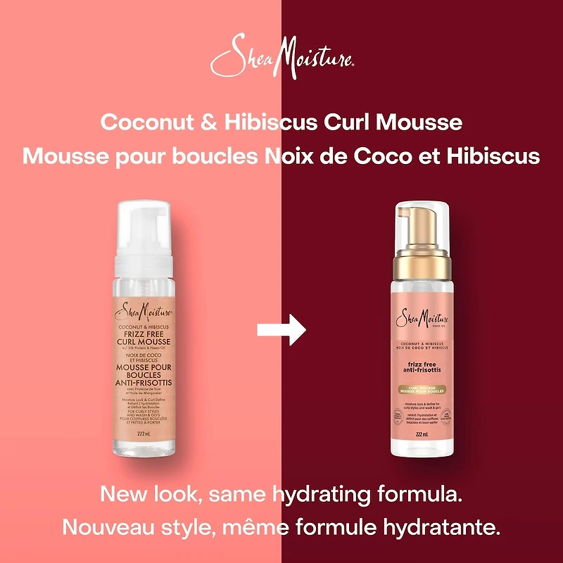 Frizz-Free Curl Mousse for Curly Hair Coconut & Hibiscus with Silk Protein & Neem Oil