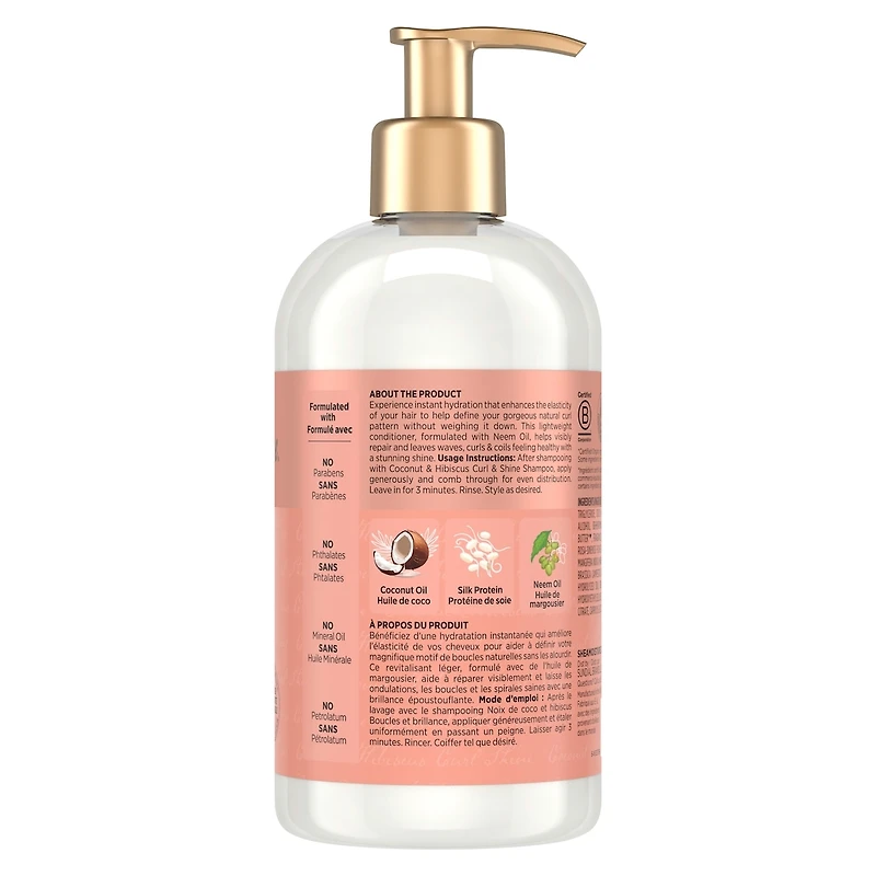 SheaMoisture Noix de Coco et Hibiscus Revitalisant Boucles et Brillance pour cheveux épais et bouclés avec protéine de soie et huile de margousier pour hydrater et adoucir 384 ml