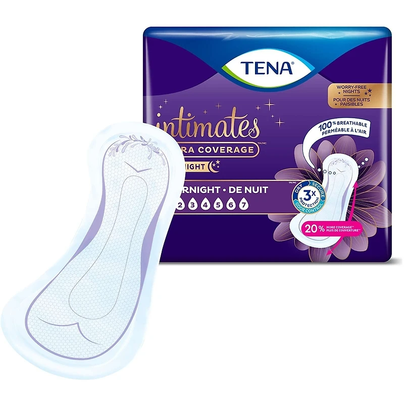 Serviettes d’incontinence de nuit TENA Sensitive Care Extra Coverage