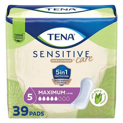 Serviettes d'incontinence TENA Sensitive Care Extra Coverage, absorption maximale, longues