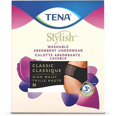 TENA Stylish Black Classic Brief Washable Absorbent Underwear M