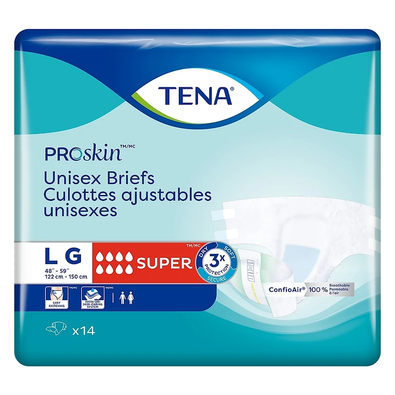 Unisex Incontinence Brief, Super Absorbency, Large