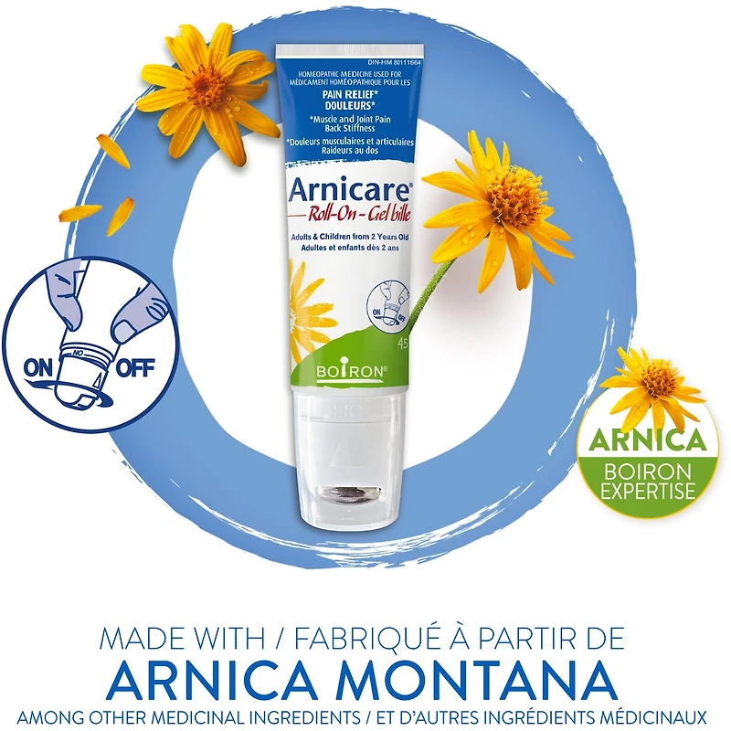Boiron Arnicare Gel billepour les douleurs musculaires et articulaires.