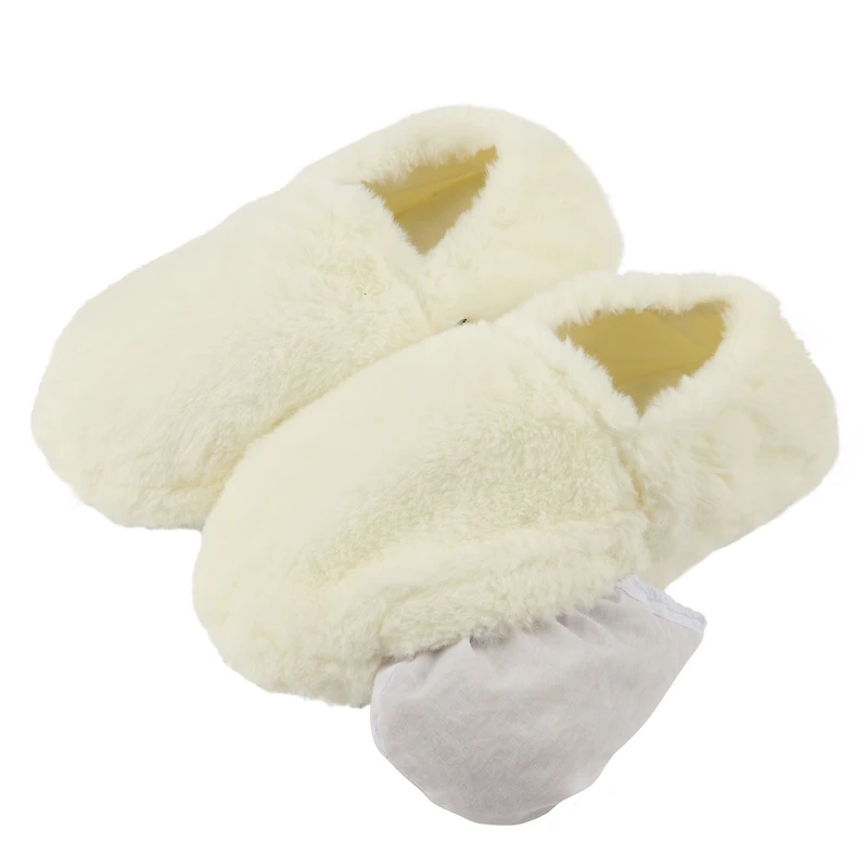 Pantoufles chauffante peluche ivoire small/medium