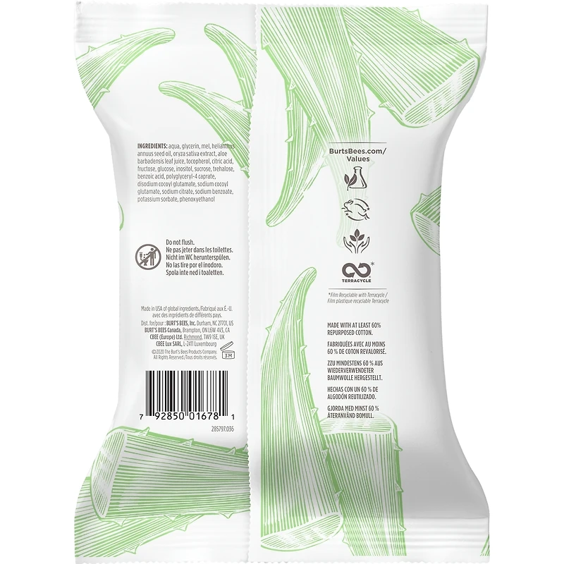 Lingettes nettoyantes pour la peau sensible du visage à l’extrait de coton