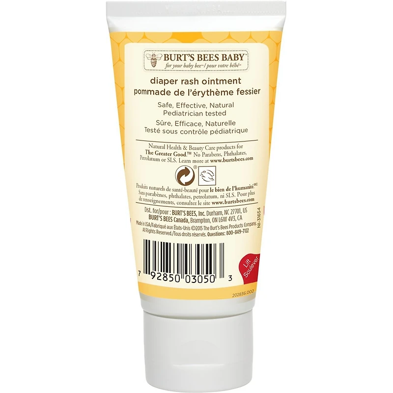 Pommade pour érythème fessier 100 % naturelle de Burt’s Bees Baby, 85 g