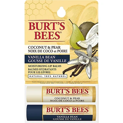 100% Natural Moisturizing Lip Balm, Coconut & Pear and Vanilla Bean