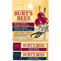 Burt's Bees 100% Natural Origin Moisturizing Lip Balm for Dry Chapped Lips, Get Soft and Hydrated Lips - Pack of 2 - Vanilla Bean & Wild Cherry