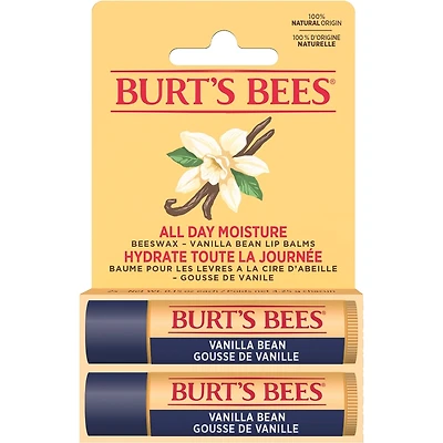 Burt's Bees 100% Natural Origin Moisturizing Lip Balm for Dry Chapped Lips, Get Soft and Hydrated Lips - Pack of 2 - Vanilla Bean