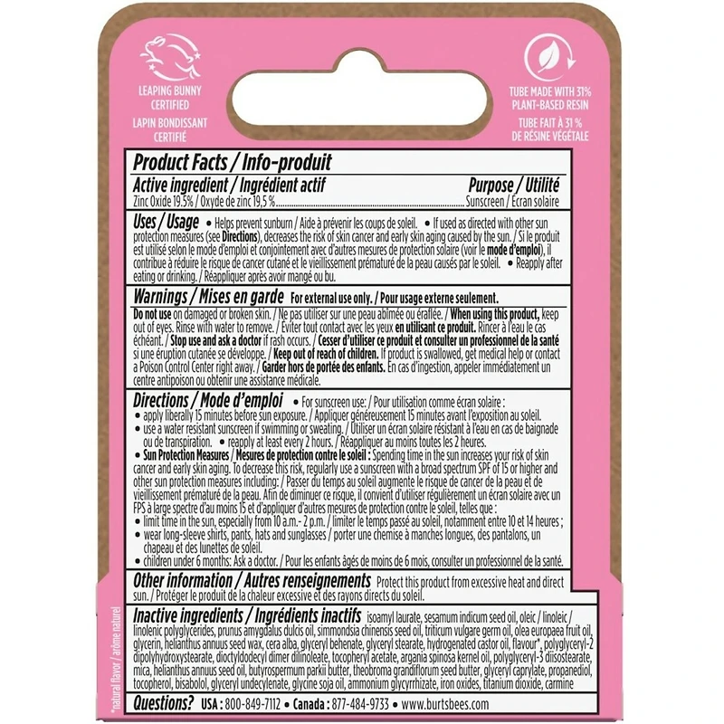 Tinted Lip Balm, SPF 30 100% Natural Origin Mineral Sunscreen, Wild Peony