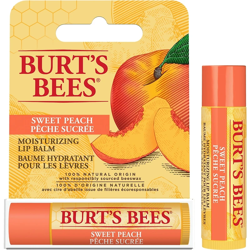 100% Natural Origin Moisturizing Lip Balm, Sweet Peach