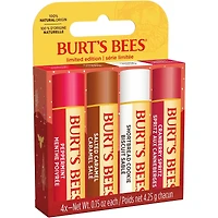 Burt’s Bees® Festive Fix Holiday Gift Set, 100% Natural Origin Moisturizing Lip Balm, Shortbread Cookie, Cranberry Spritz, Salted Caramel and Peppermint, 4 Tubes