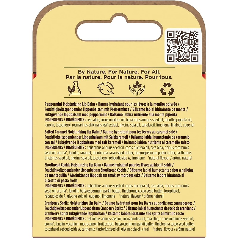 Burt’s Bees® Festive Fix Holiday Gift Set, 100% Natural Origin Moisturizing Lip Balm, Shortbread Cookie, Cranberry Spritz, Salted Caramel and Peppermint, 4 Tubes