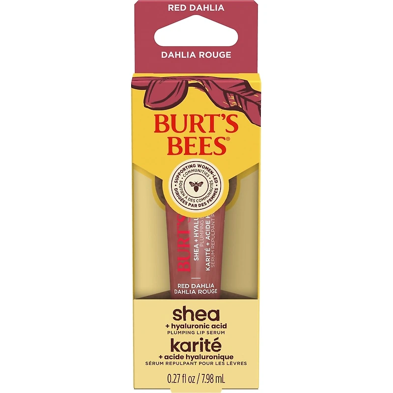 Burt's Bees Shea + Hyaluronic Acid Rose Plumping Lip Serum, Natural Origin Lip Care, 1 Tube