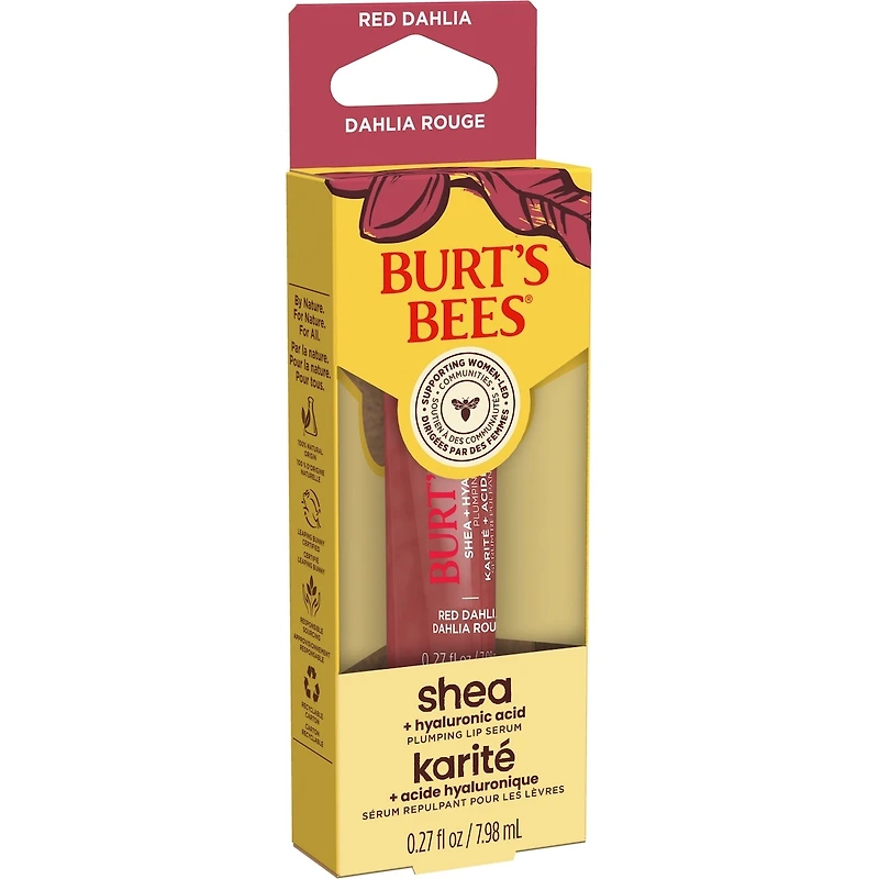 Burt's Bees Shea + Hyaluronic Acid Rose Plumping Lip Serum, Natural Origin Lip Care, 1 Tube