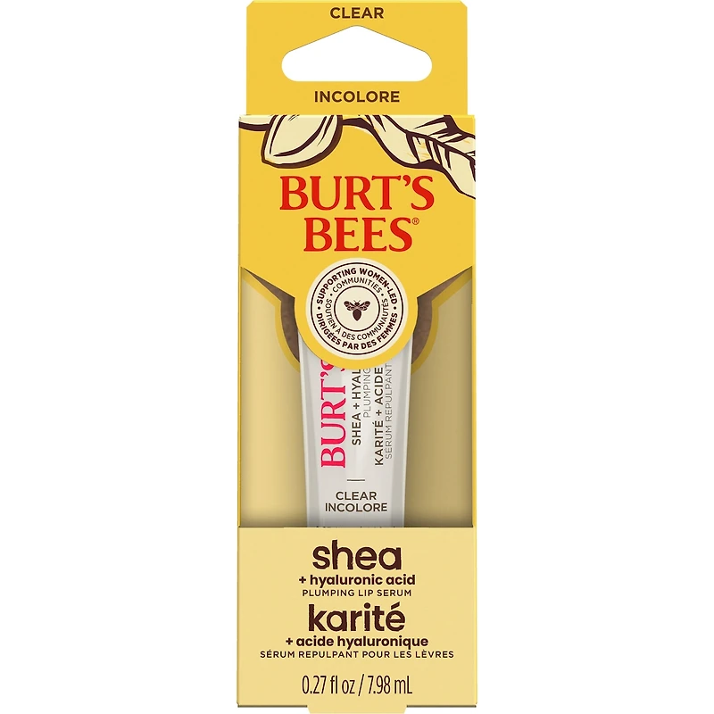 Burt's Bees Shea + Hyaluronic Acid Rose Plumping Lip Serum, Natural Origin Lip Care, 1 Tube