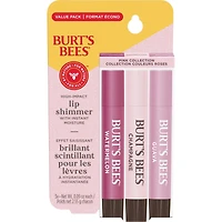 Burt's Bees Lip Shimmer, 100% Natural Origin Lip Gloss, Tinted Lip Colour | Get Soft and Hydrated Lips | Pack of 3 - (Pink) Champagne, Watermelon, Guava