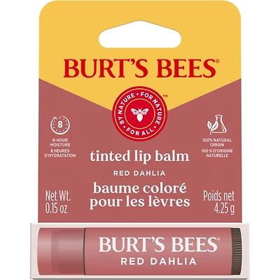 Burt's Bees 100% Natural Origin Moisturizing Tinted Lip Balm, Red Dahlia with Shea Butter