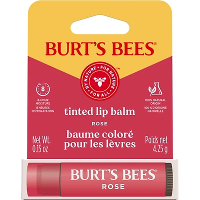 Burt's Bees 100% Natural Origin Moisturizing Tinted Lip Balm, Rose with Shea Butter