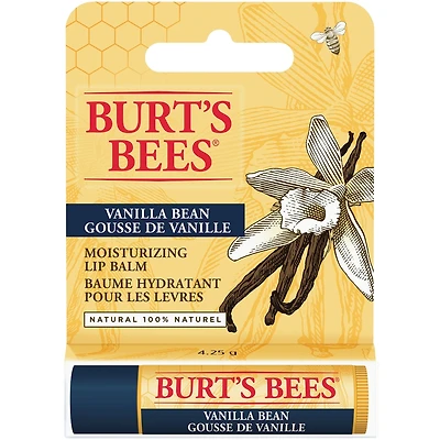 Baume hydratant pour les lèvres d’origine naturelle à 100 % à la gousse de vanille de Burt’s Bees, 1 tube