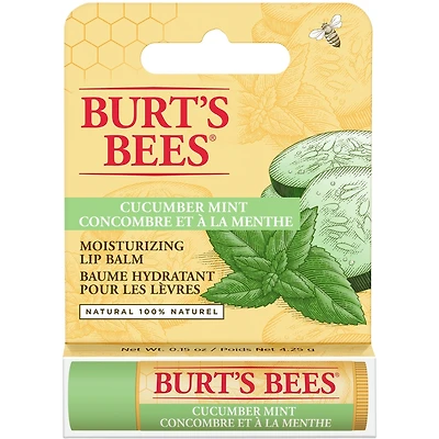 Baume hydratant pour les lèvres d’origine naturelle à 100 % au concombre et à la menthe de Burt’s Bees, 1 tube