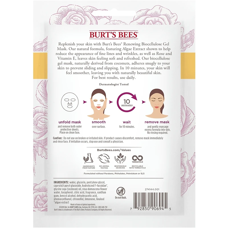 Masque régénérant en gel de biocellulose pour le visage