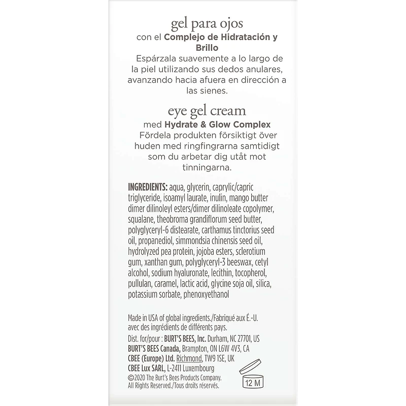 Burt's Bees® Truly Glowing™ Reawakening Eye Gel Cream, 14.1g