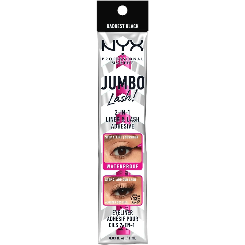 Faux Cils Jumbo Lash!, Ligneur et adhésif pour faux cils, Hydrofuge - Noir