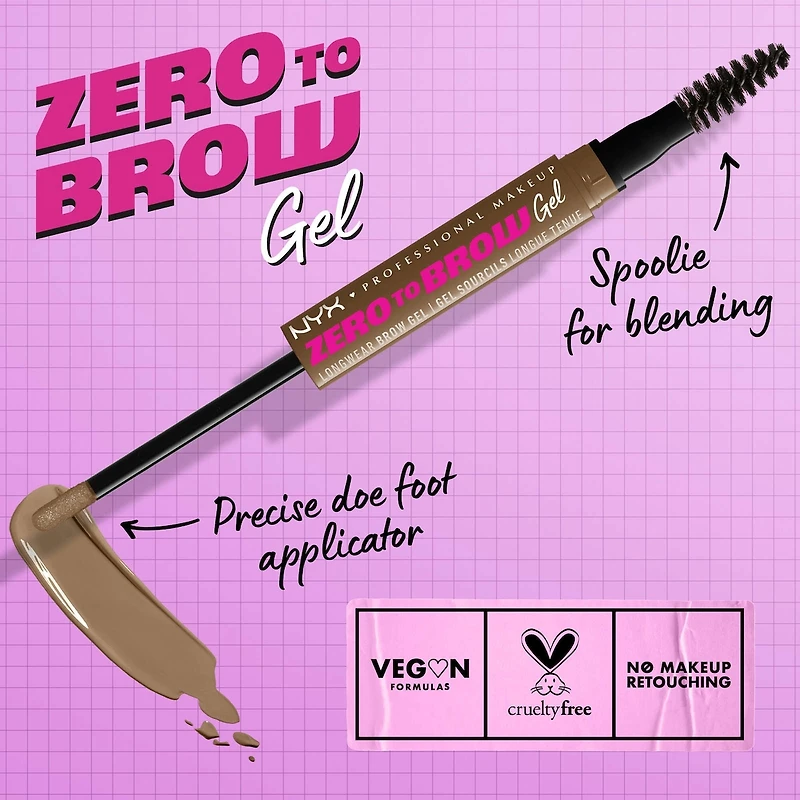 Zero To Brow Longwear gel, Dual-ended Liquid Eyebrow Vegan Formula