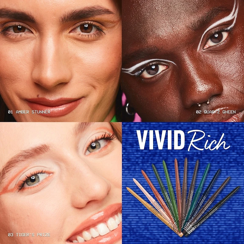Vivid Rich Mechanical Pencil, Eyeliner, shades, Vegan Formula