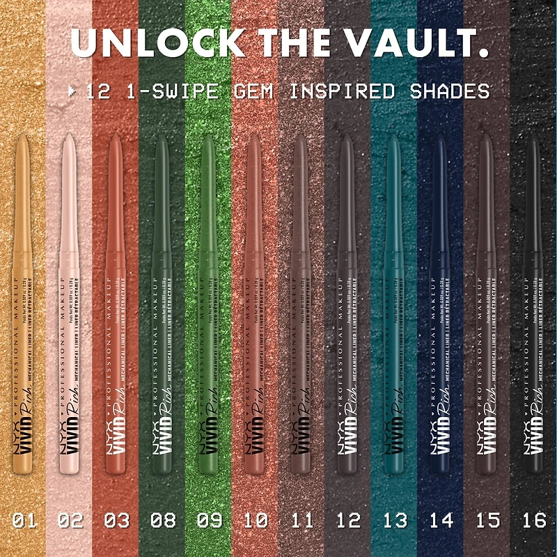 Vivid Rich Mechanical Pencil, Eyeliner, shades, Vegan Formula