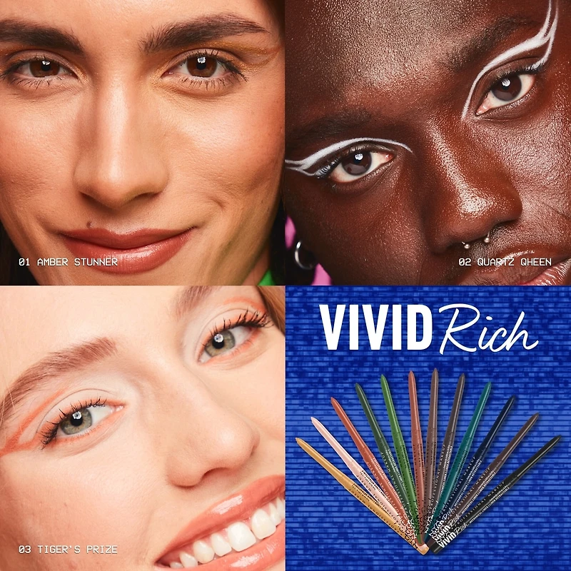 Vivid Rich Mechanical Pencil, Eyeliner, shades, Vegan Formula