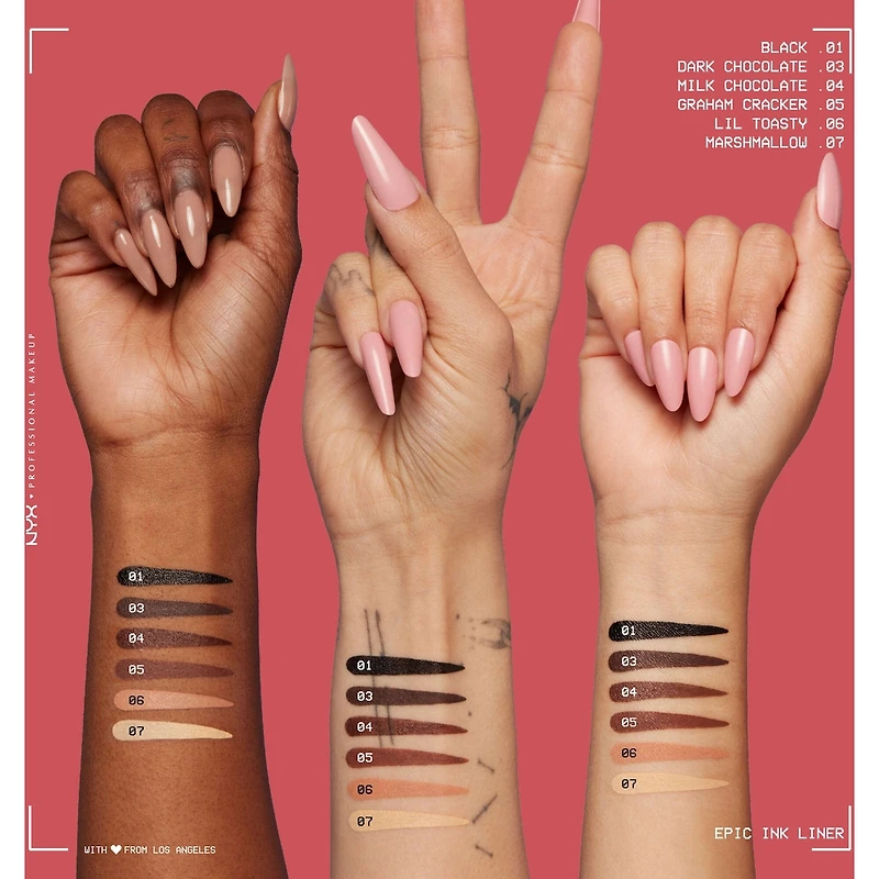 Epic Ink Liner, ligneur liquide hydrofuge, ne s’écaille pas et tache pas, embout pinceau flexible, pigment intense