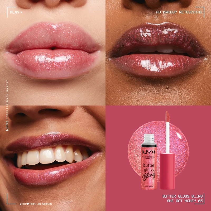 Butter Gloss Bling Lip Gloss, Non- Sticky High Shine, Universally Flattering