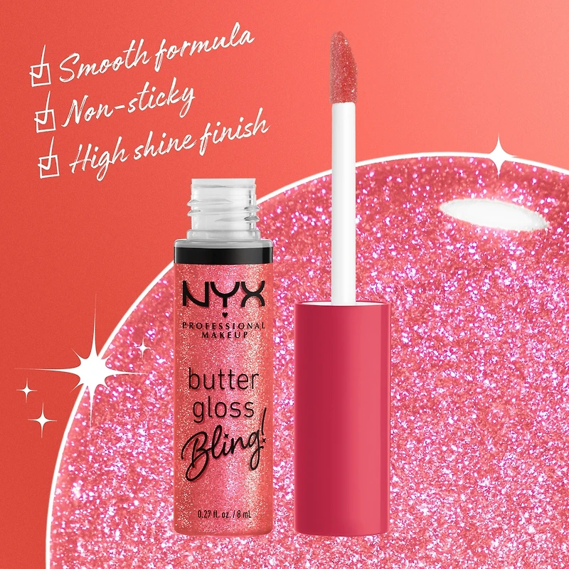 Butter Gloss Bling Lip Gloss, Non- Sticky High Shine, Universally Flattering