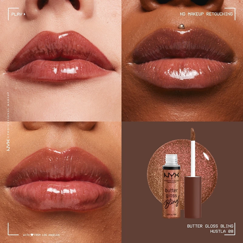 Butter Gloss Bling Lip Gloss, Non- Sticky High Shine, Universally Flattering