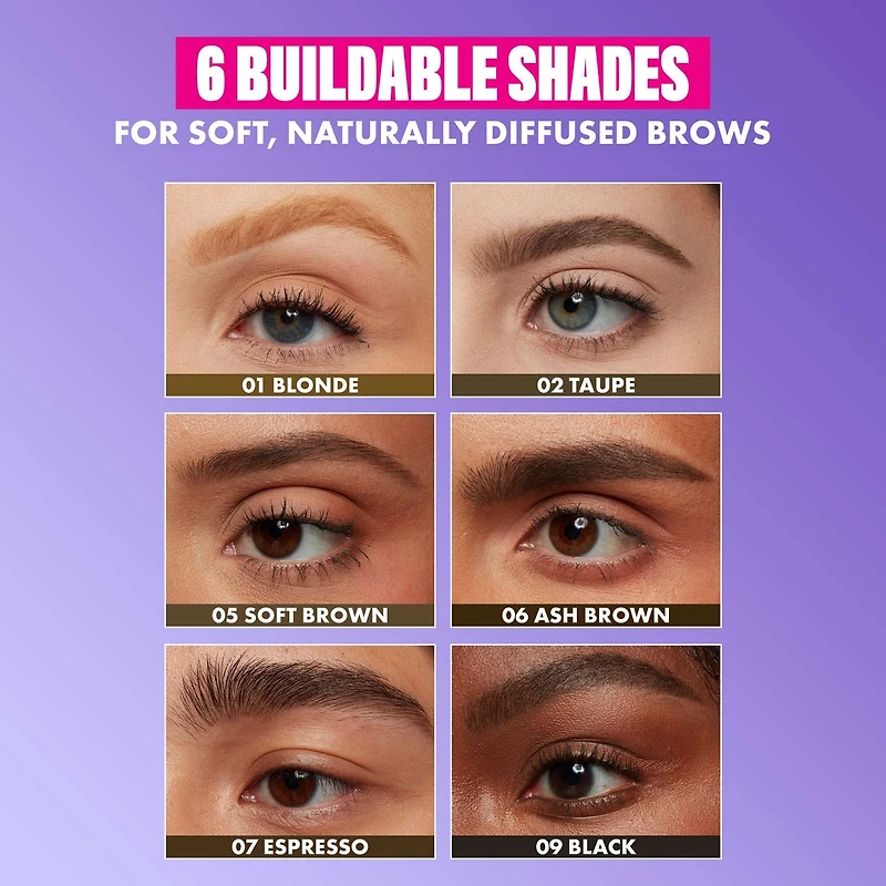 Powder Louder, Brow Pencil, 12HR Wear, Buildable Thickening Micro-Fibers, Soft Matte Pigments, Natural Look, Vegan Formula