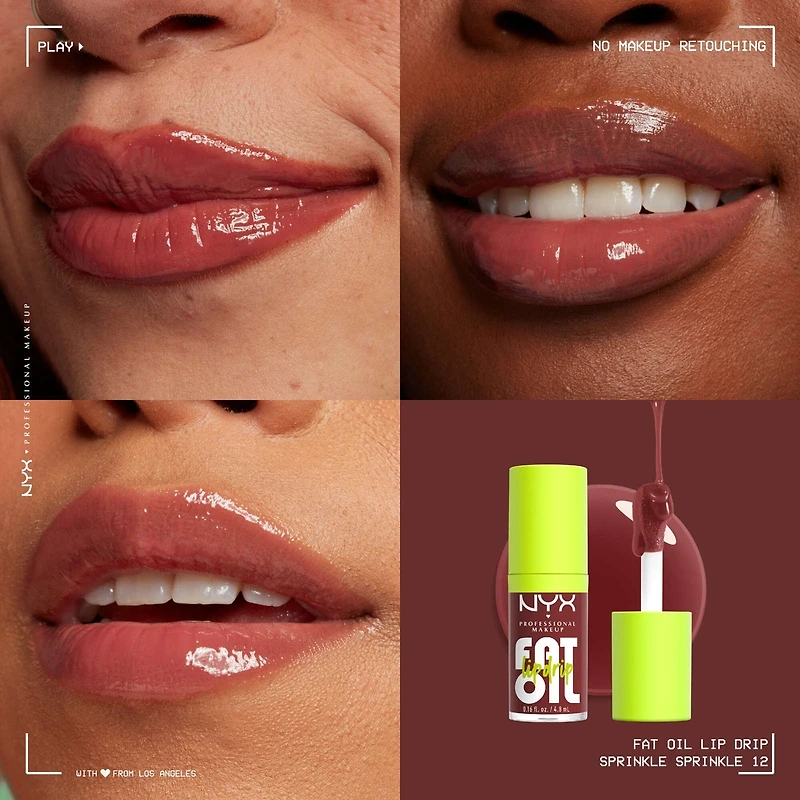 Fat Oil Lip Drip, Gloss, 12 HR Hydration, Non-sticky, High Shine Finish, Comfortable wear, Vegan Formula