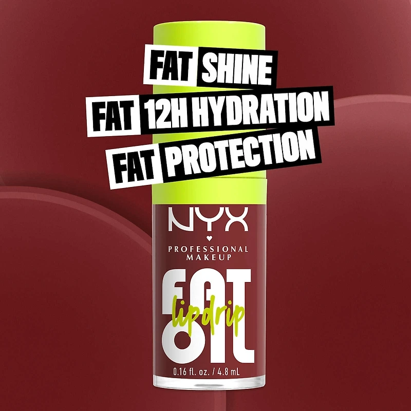 Fat Oil Lip Drip, Gloss, 12 HR Hydration, Non-sticky, High Shine Finish, Comfortable wear, Vegan Formula