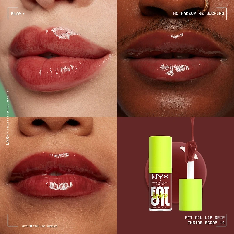 Fat Oil Lip Drip, Gloss, 12 HR Hydration, Non-sticky, High Shine Finish, Comfortable wear, Vegan Formula