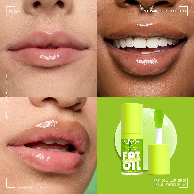 Fat Oil Lip Drip, Gloss, 12 HR Hydration, Non-sticky, High Shine Finish, Comfortable wear, Vegan Formula