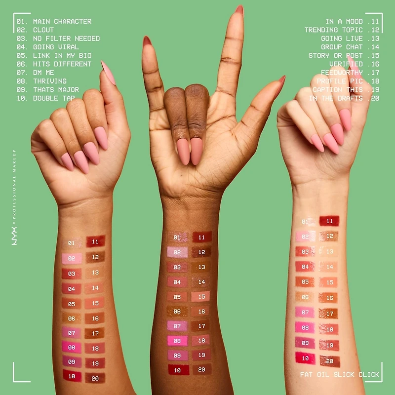 Baume brillance Fat Oil Slick Click, format bâton, Infusé d'huiles nourissantes, Fini haute