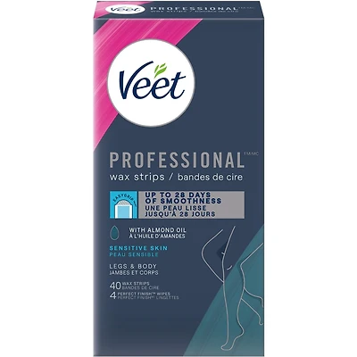 Veet® Professional™ Wax Strips, For Legs & Body, Sensitive Skin, With Almond Oil