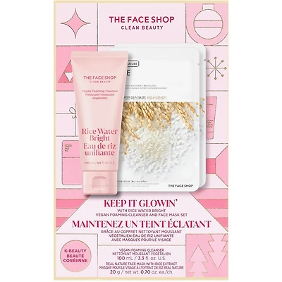 KEEP IT GLOWIN' with Rice Water Bright Vegan Foaming Cleanser and Face Mask Set