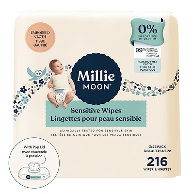 Millie Moon Sensitive Wipes, 216 Count