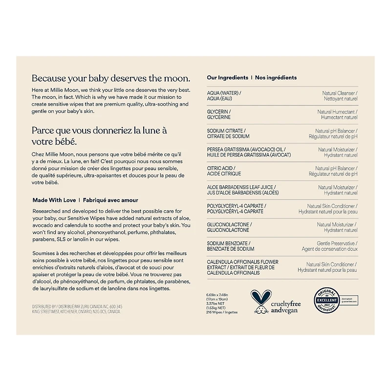 Lingettes sensibles Millie Moon
